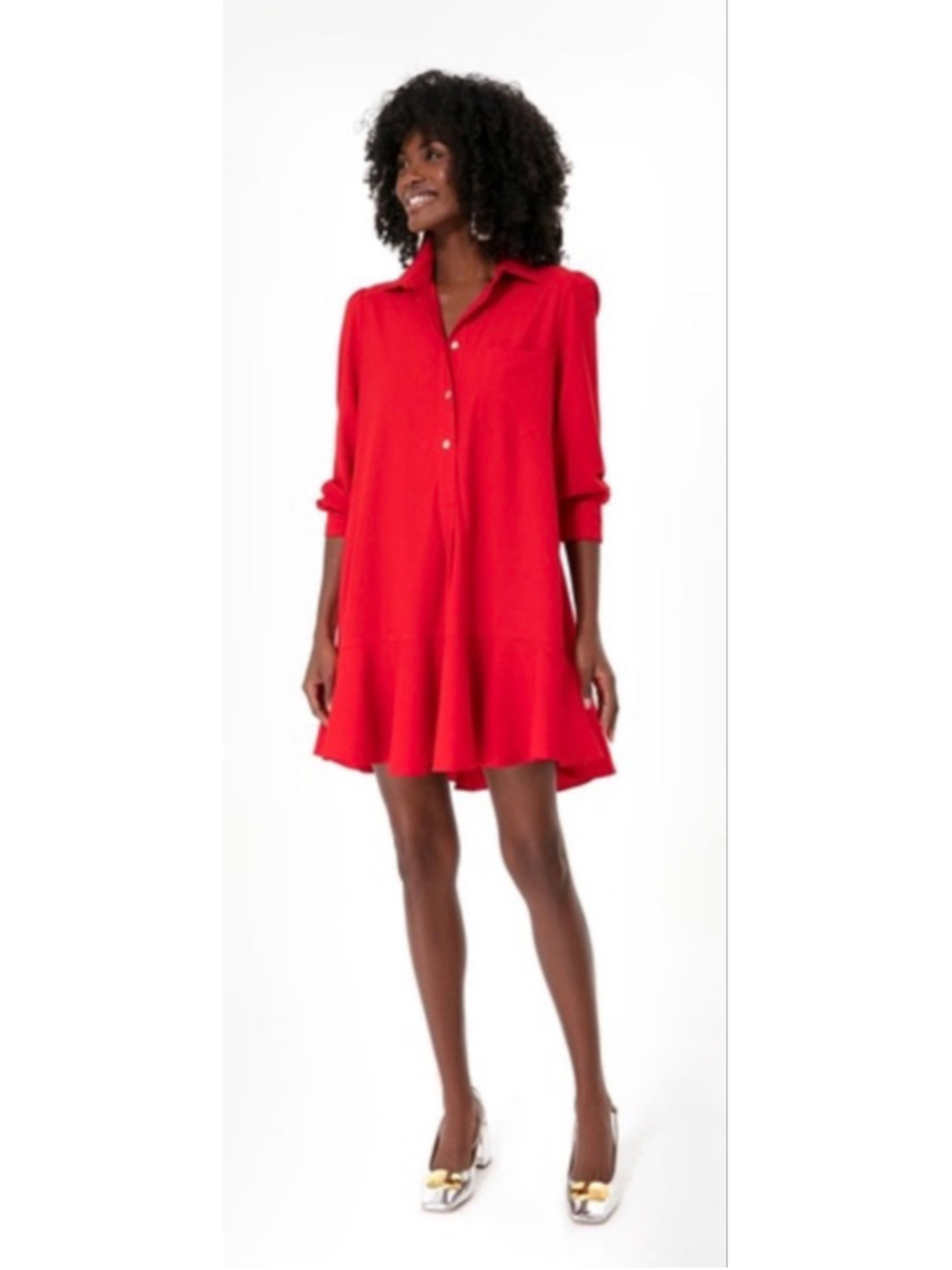 NWT Tuckernuck Red Crepe Callahan Shirt Mini Dress M - Picture 1 of 5